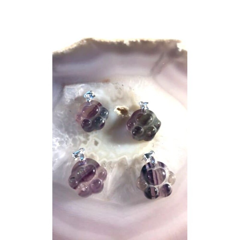 Fluorite Paw Carving Pendant -Random 1ea